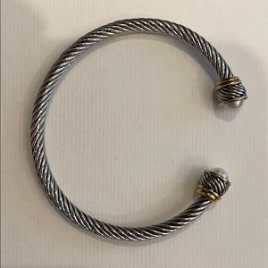 Silver Rope Bracelet with Pearls